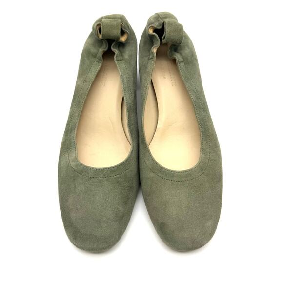 Everlane The Italian Leather Day Heel Suede Olive Green 6 - Picture 3 of 13